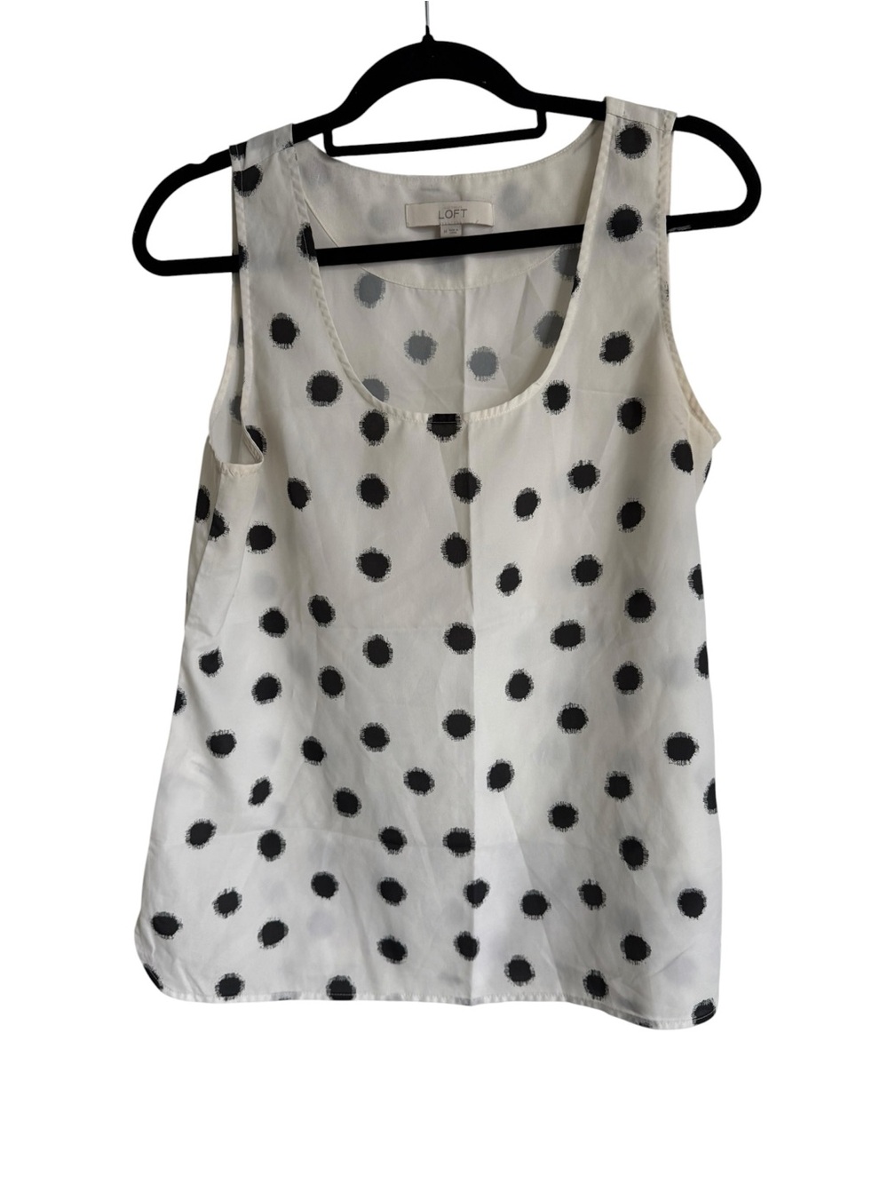 LOFT White Tank Top with Black Polka Dots
